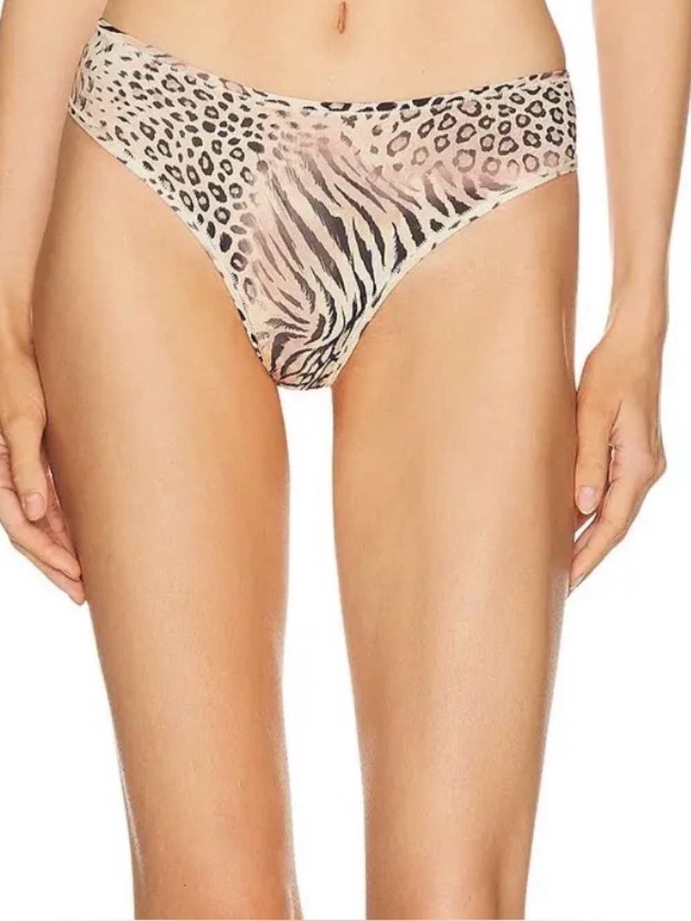 🐯SKIMS Fits Everybody Thong | Sand Multi Animal |  L | NWT 🏷️